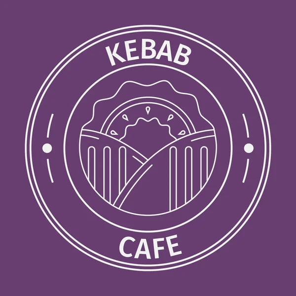 Simple plano redondo kebab café icono — Vector de stock