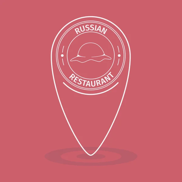 Flache einfache Karte Zeiger auf russisches Restaurant — Stockvektor