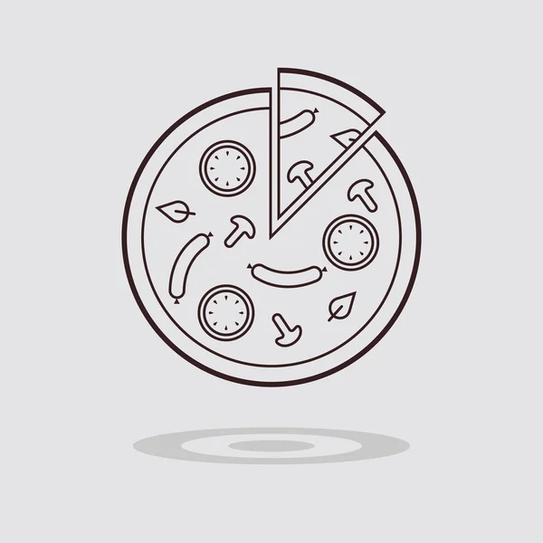 Eenvoudige flat pizza pictogram — Stockvector