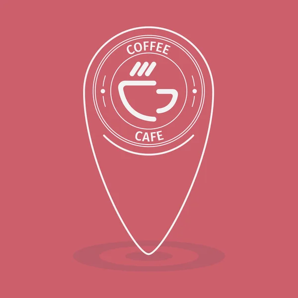 Plano simple mapa puntero de café café — Vector de stock