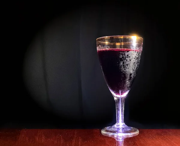 Scène Minimalisme Verre Moelleux Vin Rouge Semi Doux — Photo