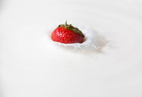 스플래시 딸기와 우유 — 스톡 사진