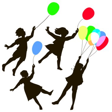 Balon üzerinde uçan çocuk