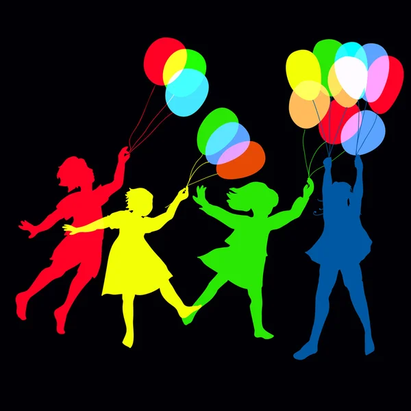 Dzieci pływające na balony — Wektor stockowy