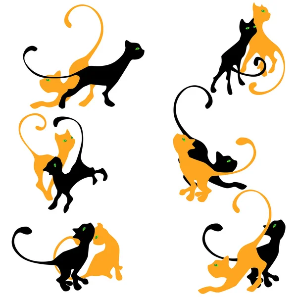 Ensemble de silhouettes de chaton . — Image vectorielle