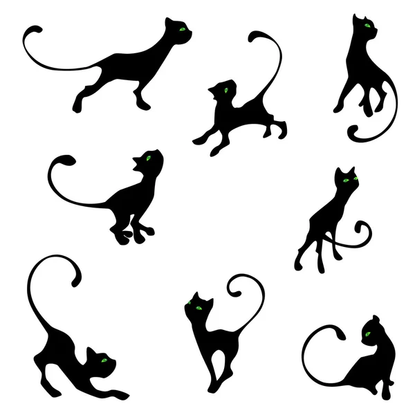 Set of kitten silhouettes. — Stock Vector