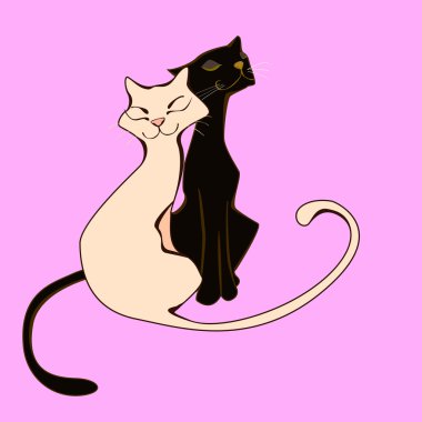 Bir çift kedi severlerin zevk ile kısarak