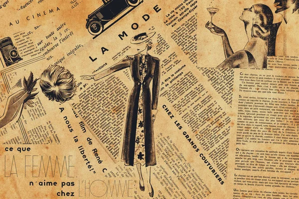 Paris Fransa Kasım 2020 Fransız Gazetesi Manşetleri Çizimleri Makaleleri 1930 — Stok fotoğraf