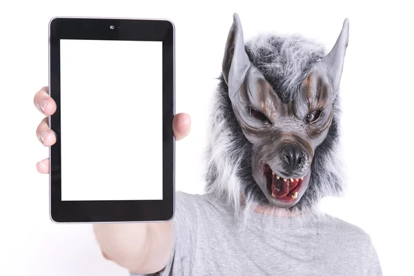 Wolf tenant une tablette PC — Photo