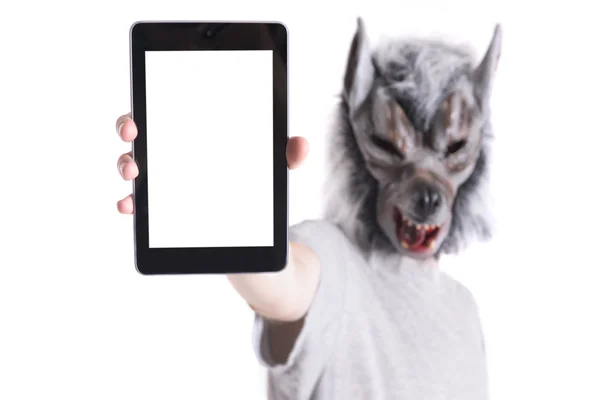 Wolf tenant une tablette PC — Photo