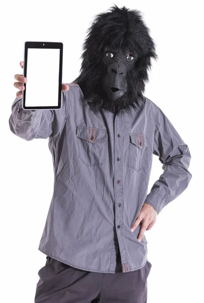 Чоловік з маскою горили — стокове фото