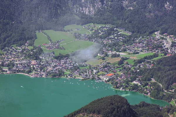 Primer Plano Gilgen Con Lago Wolfgang Visto Desde Schafberg —  Fotos de Stock