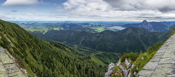 Πανόραμα Από Τις Προ Άλπεις Από Attersee Μέχρι Traunsee Φαίνεται — Φωτογραφία Αρχείου