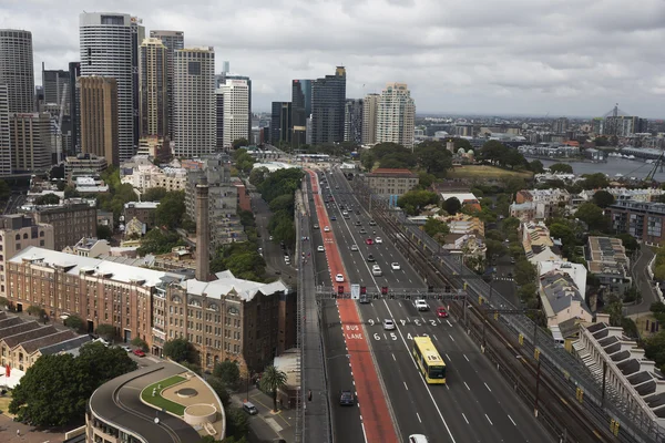 The Rocks e Sydney Harbour Bridge — Fotografia de Stock