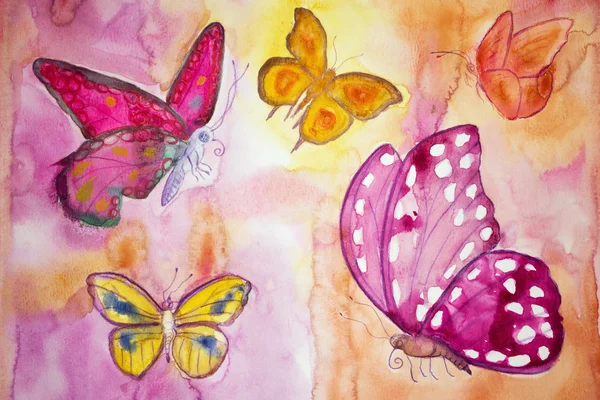 Five different butterflies in a phantasy world. — ストック写真