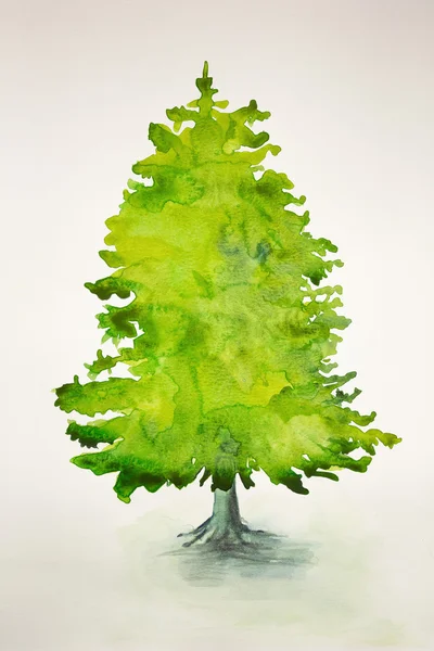 Árvore de Natal com estrutura aquarela — Fotografia de Stock