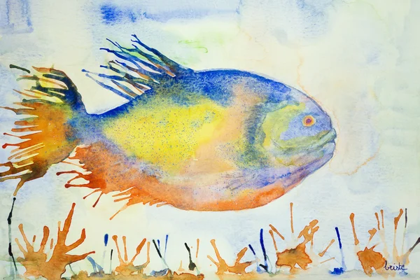Färgglada fantasy fisk i ljus blå vatten. — Stockfoto