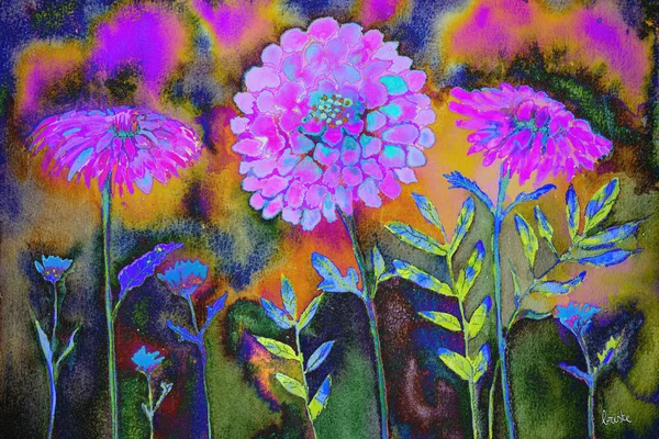 Kadife çiçeği renkli arka plan üzerinde psychedelic izlenimi. — Stok fotoğraf