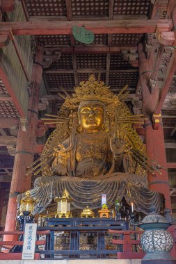 NARA, HONSHU, JAPAN, 7 Eylül 2025 - Todai-ji 'deki Kokuzo Bosatsu heykeli, Bilgelik, Hafıza ve Japon Budizmi Bodhisattva Heykeli