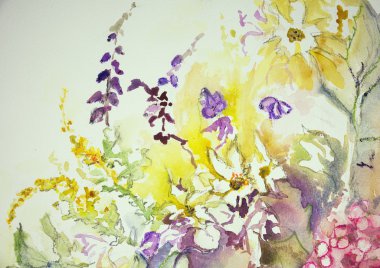 Kır çiçekleri bir karışımını izlenimi.