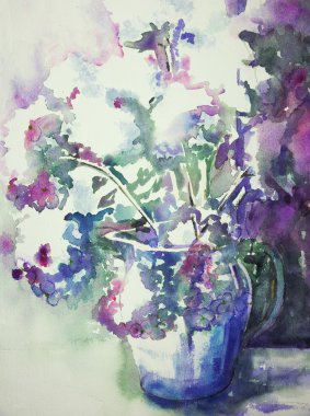 Bir çiçek demeti izlenimi vazo.