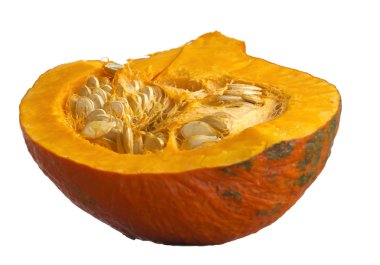 Beyaz arkaplanda işlenmemiş balkabağı