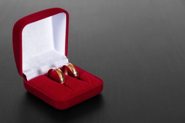 Wedding rings in a box clipart