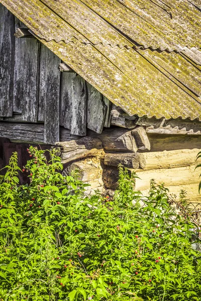 Teil der verlassenen Holzhütte — Stockfoto