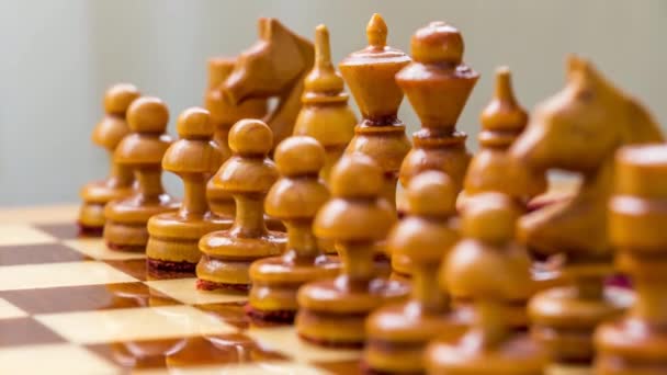 Piezas de ajedrez en el campo — Vídeo de stock