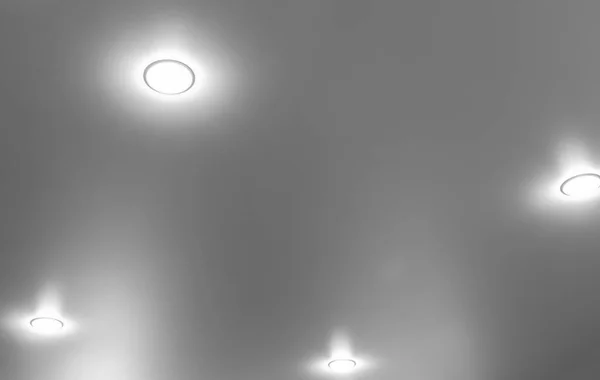 Partie Pièce Avec Plafond Blanc Tendu Lumières Intégrées — Photo