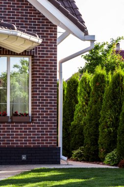 Güzel bir özel evin arka bahçe tasarım unsurları.