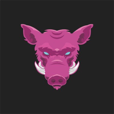 Yaban domuzu başlı logo maskotu şablonu