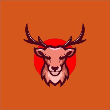 Geyik başlı logo maskotu şablonu