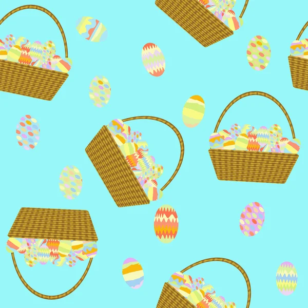 Panier sans couture avec des œufs de Pâques — Image vectorielle