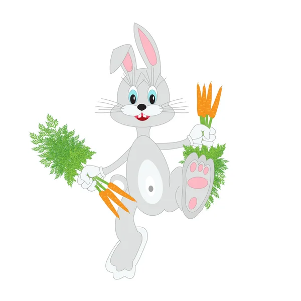 Lapin avec un tas de carottes — Image vectorielle