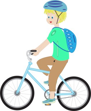 Mavi bisiklet üstünde bir oğlan