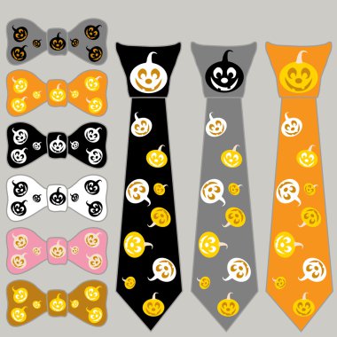 collage ties and the bow tie for Halloween with pumpkin clipart