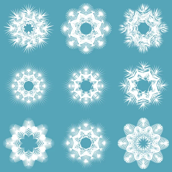 Ensemble de flocons de neige blancs — Image vectorielle