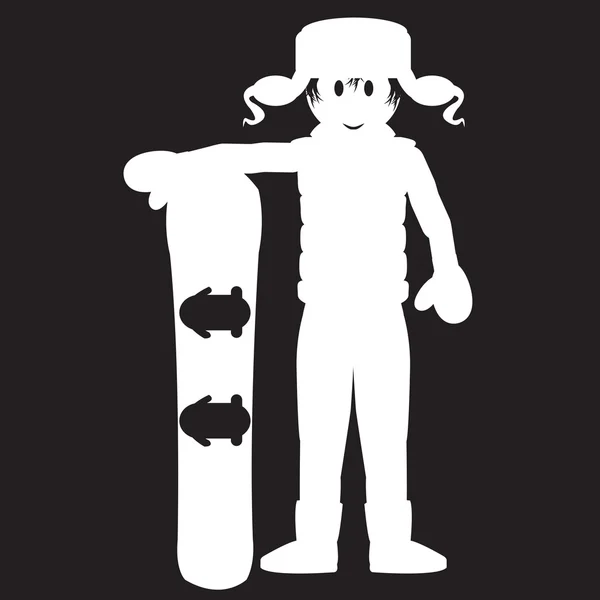 Stencil ragazzo con uno snowboard — Vettoriale Stock