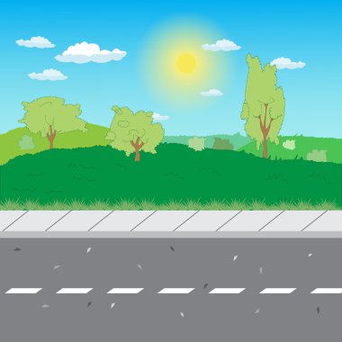 bir kaldırım ile banliyö yol