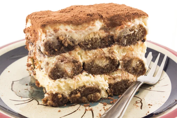 Tiramisu-Kuchen auf einem Teller — Stockfoto