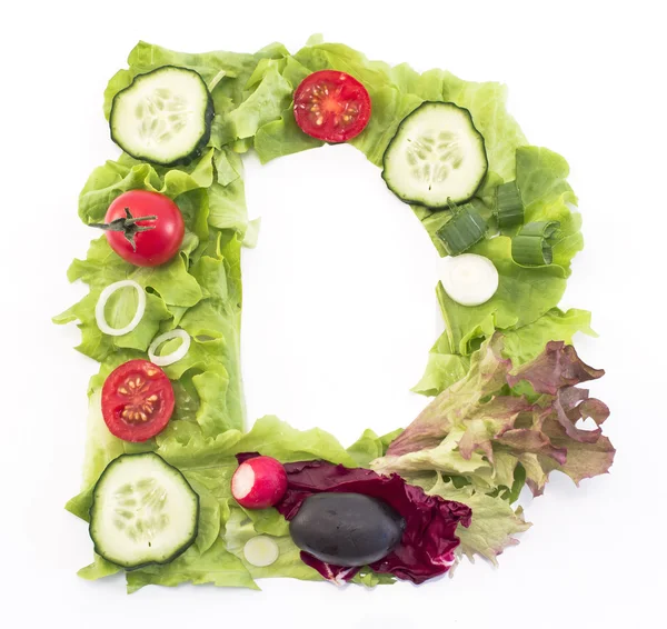 D betű készült saláta — Stock Fotó
