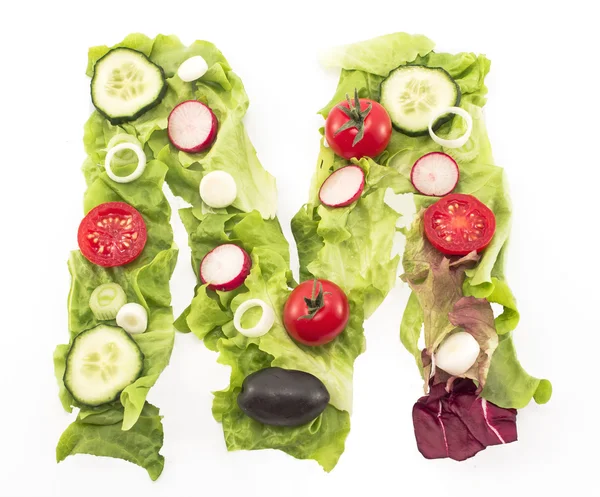 Letter M made of salad — Stock Photo, Image