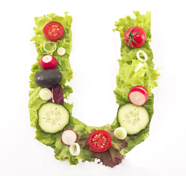 Letter U made of salad — Stock Photo, Image