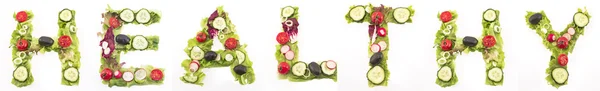 Slovo zdravé ze salátu — Stock fotografie