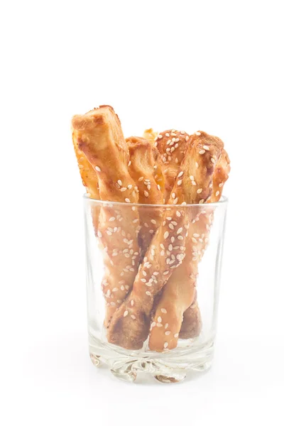 Salty Sticks With Sesame in a Glass — Stock Photo, Image