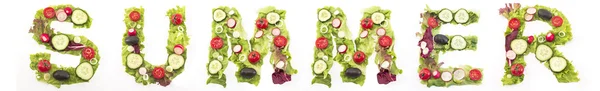 Word Summer Made of Salad — Stock Photo, Image