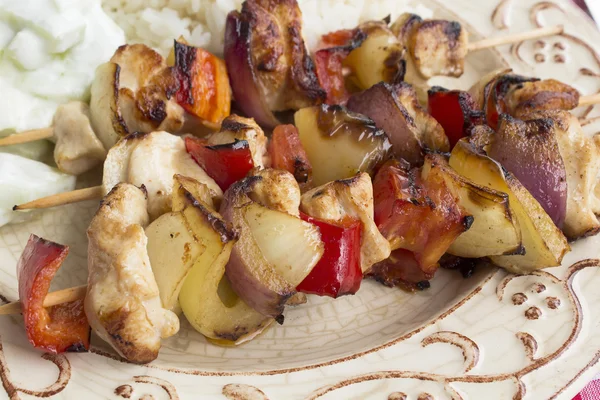 Brochettes de filet de poulet aux légumes — Photo