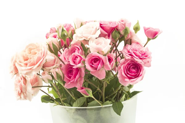 白で隔離されるピンクのバラの花束 — ストック写真