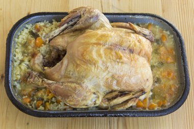 Fırında tavuk ve pirinç pilavı